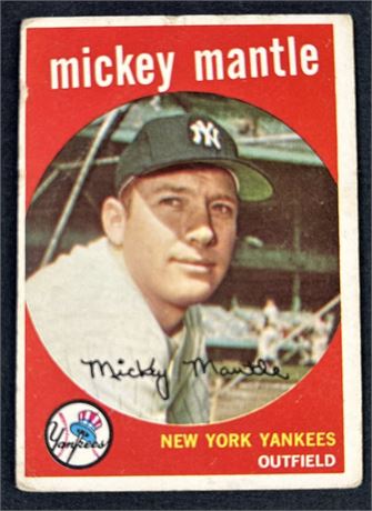1959 Topps #10 Mickey Mantle Low Grade