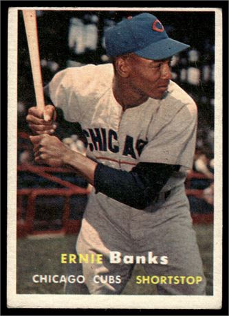 1957 Topps #55 Ernie Banks GOOD (Small wrinkle bottom right, soft corners)