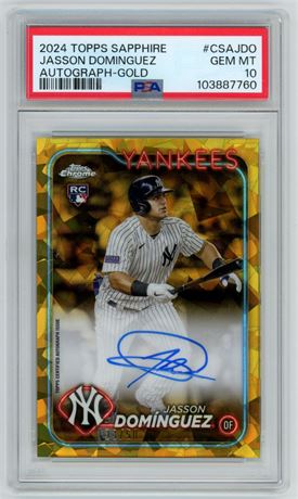 2024 Topps Chrome Sapphire Jasson Dominguez RC Autograph Gold 33/50 PSA 10