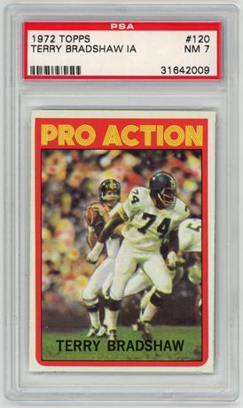 1972 Topps #120 Terry Bradshaw In Action PSA 7 NM