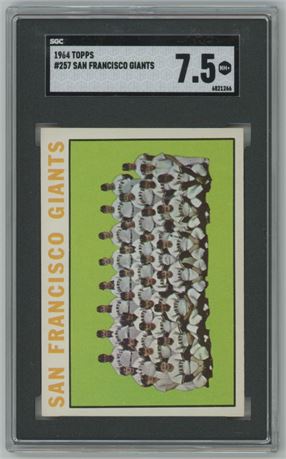 1964 Topps #257 San Francisco Giants (Mays/McCovey) SGC 7.5 Well Centered!