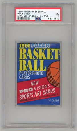 1991 Fleer Basketball Wax Pack Michael Jordan On Top PSA 7 NM