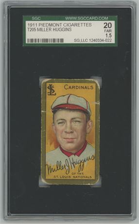 1911 T205 Piedmont Miller Huggins (HOF) SGC 1.5 FAIR
