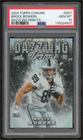 2024 Topps Chrome Brock Bowers RC Dazzling Debuts PSA 10 GEM MINT