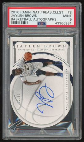 2016 Panini National Treasure Collegiate #8 Jaylen Brown RC 2/99 PSA 9 MINT Auto