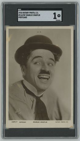 1910 Rotary Photo, E.C. #11675F Charlie Chaplin Postcard SGC 1 POOR