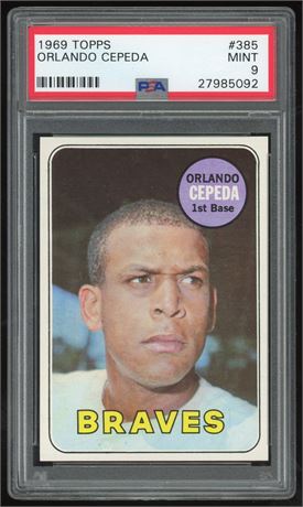 1969 Topps #385 Orlando Cepeda PSA 9 MINT Only 2 Higher