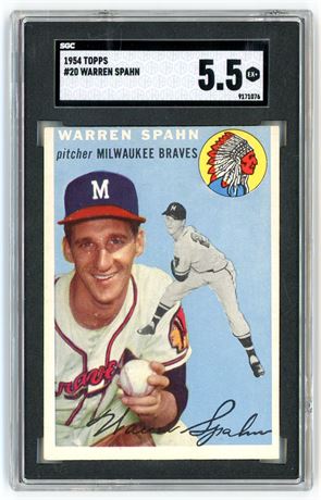 1954 Topps #20 Warren Spahn SGC 5.5 EX+