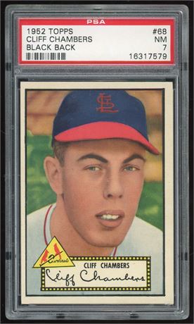 1952 Topps #68 Cliff Chambers Black Back PSA 7 NM