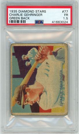 1935 Diamond Stars #77 Carlie Gehringer Green Back PSA 1.5 FAIR