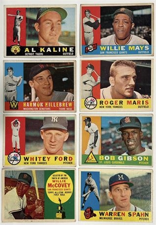 1960 Topps Baseball Star Lot (8) w/ McCovey RC, Mays, Gibson VG AVG (READ)