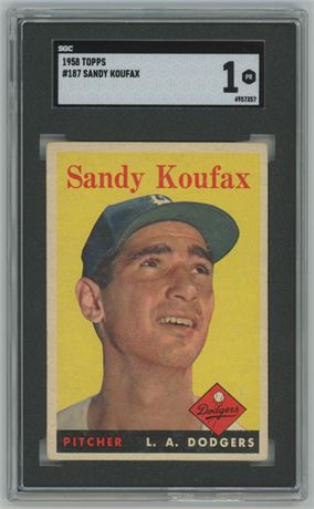 1958 Topps #187 Sandy Koufax SGC 1 POOR