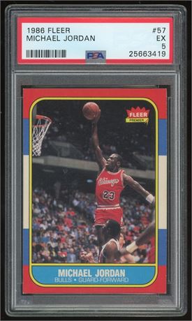 1986 Fleer #57 Michael Jordan RC PSA 5 EX