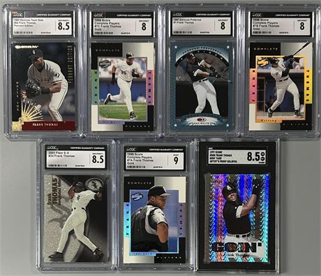 1997-2001 Frank Thomas CGC & SGC Graded Lot (7) w/ Inserts, Holofoil