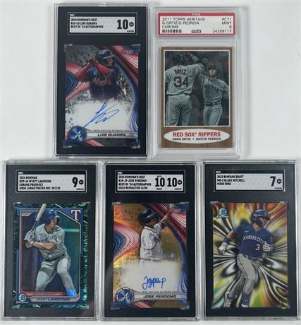 2011-2024 MLB Graded Lot (5) w/ Ortiz, Perdomo, Mitchell, Guanipa, and Langford