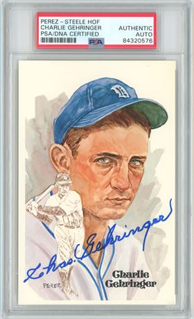 1980 Perez-Steele HOF Charlie Gehringer Auto PSA Authentic Auto