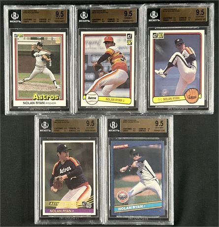 1981-1984, 1986 Donruss Nolan Ryan Lot (5) All BGS 9.5