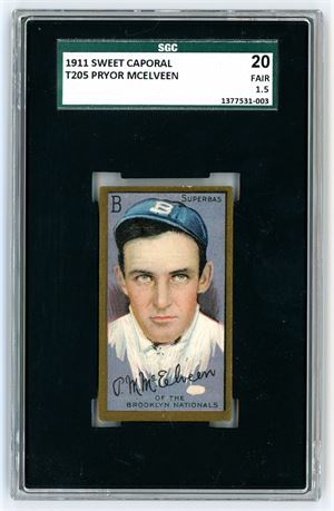 1911 T205 Sweet Caporal Pryor McElveen SGC 1.5 FAIR