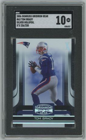 2006 Donruss Gridiron Gear #63 Tom Brady 236/250 SGC 10 GEM MINT