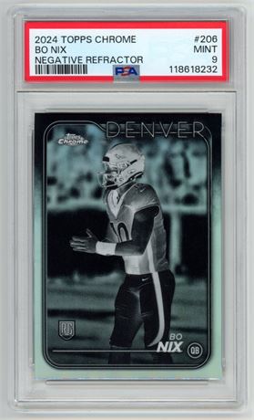 2024 Topps Chrome #206 Bo Nix RC Negative Refractor PSA 9 MINT
