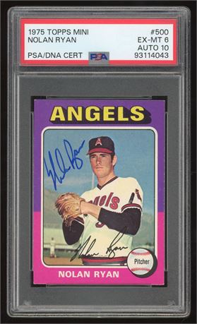 1975 Topps Mini #500 Nolan Ryan PSA 6 EXMT Auto 10 Pop 7, 4 Higher READ