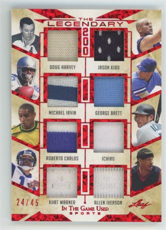 2022 Leaf In The Game Ichiro Warner Iverson Kidd Game Used Jersey Relic 24/45