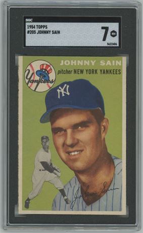 1954 Topps #205 Johnny Sain SGC 7 NM