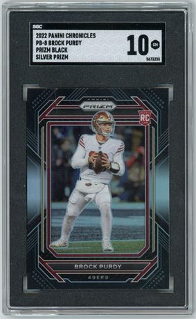 2022 Panini Chronicles Brock Purdy RC Prizm Black Silver Prizm SGC 10 GEM MINT