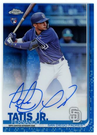2019 Topps Chrome Fernando Tatis Jr RC Blue Refractors 86/150 On Card Auto