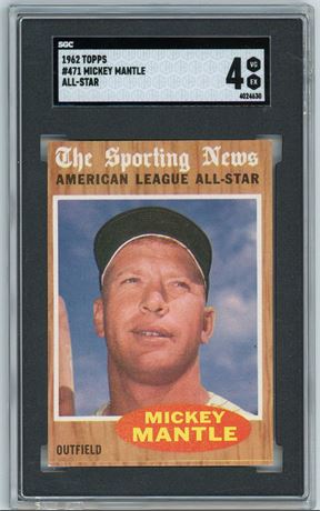 1962 Topps #471 Mickey Mantle All-Star SGC 4 VGEX