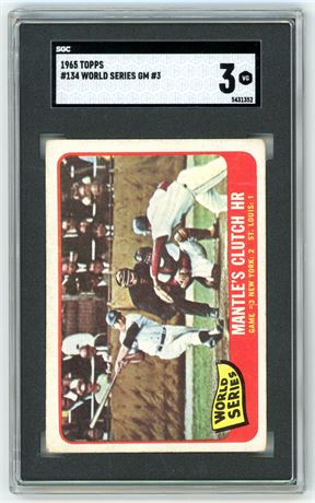 1965 Topps #134 World Series Game 3 Mantle's Clutch HR SGC 3 VG