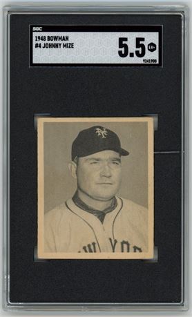 1948 Bowman #4 Johnny Mize RC SGC 5.5 EX+ (Small Crack in Case)