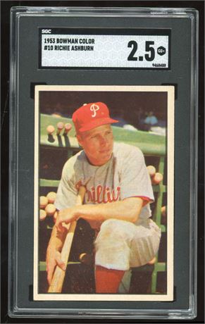 1953 Bowman Color #10 Richie Ashburn SGC 2.5 GOOD+