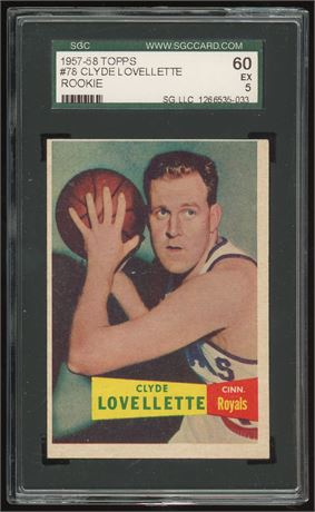 1957 Topps Basketball #78 Clyde Lovellette RC SGC 5 EX