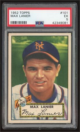 1952 Topps #101 Max Lanier PSA 5 EX Dead Centered
