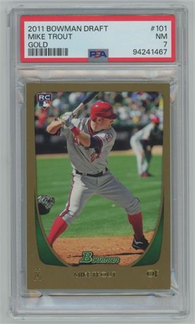 2011 Bowman Draft #101 Mike Trout RC GOLD PSA 7 NM