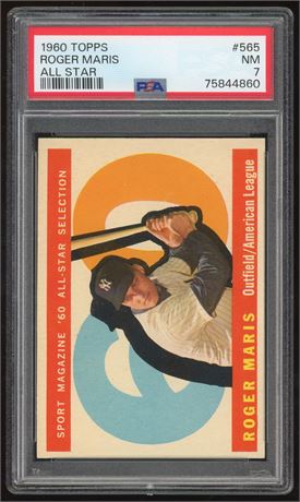 1960 Topps #565 Roger Maris Hi# All Star PSA 7 NM