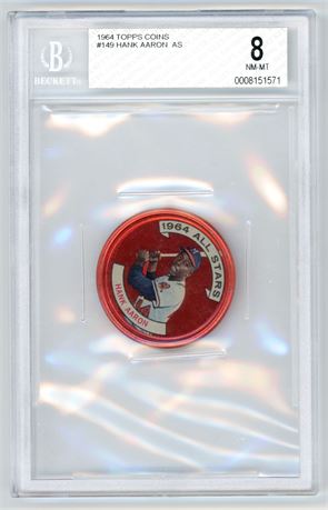 1964 Topps Coins #149 Hank Aaron All-Stars BVG 8 NMMT