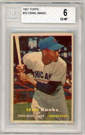 1957 Topps #55 Ernie Banks BGS 6 EXMT Subgrade of 8 for Centering (READ)
