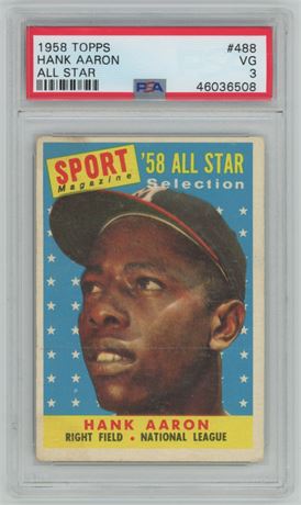 1958 Topps #488 Hank Aaron All-Star PSA 3 VG