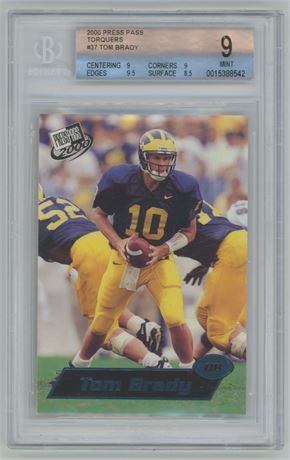 2000 Press Pass Torquers Blue Foil #37 Tom Brady RC BGS 9 MINT