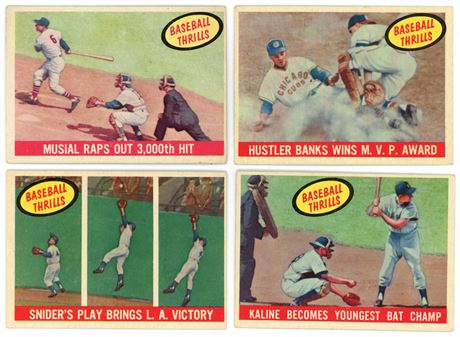1959 Topps Baseball Thrills Raw Lot (4) Low Grade-VGEX
