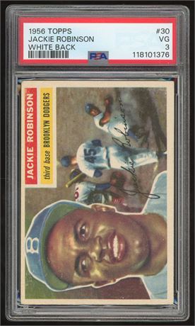 1956 Topps #30 Jackie Robinson White Back PSA 3 VG