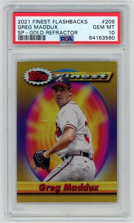 2021 Finest Flashbacks #209 Greg Maddux SP Gold Refractor 22/50 PSA 10