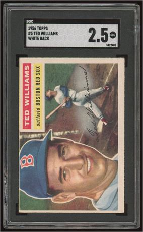 1956 Topps #5 Ted Williams White Back SGC 2.5 GOOD+
