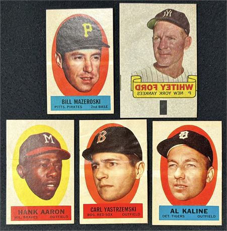 1963-66 Topps Decals HOF Lot (5) w/ Aaron and Kaline