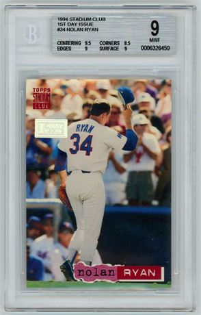 1994 Stadium Club #34 Nolan Ryan 1st Day Issue BGS 9 MINT Pop 3 Highest (READ)