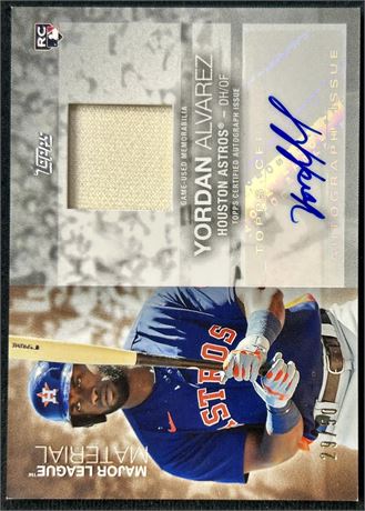 2020 Topps Update Major League Material Yordon Alvarez RC Patch Auto 29/50