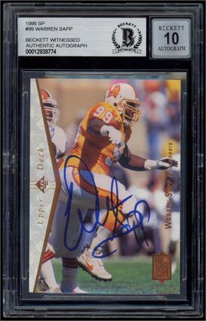 1995 SP #99 Warren Sapp RC BGS Authentic Auto 10