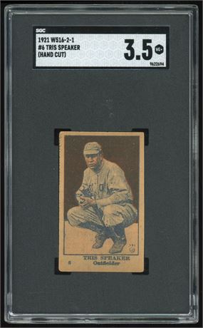 1921 W516-2-1 #6 Tris Speaker (Hand Cut) SGC 3.5 VG+
